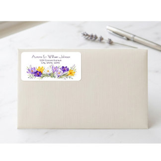 Étiquette d'adresse de retour florale de Crocus Ja