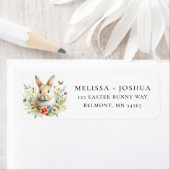 Étiquette d'adresse de retour florale de lapin de (En situation)