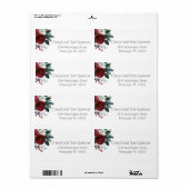 Étiquette d'adresse de retour florale de Noël (Feuille entière)