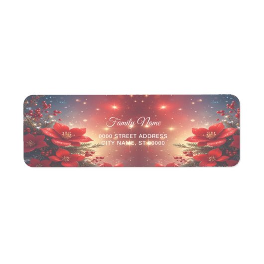 Étiquette d'adresse de retour florale de Noël roug (Devant)