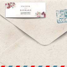 Étiquette d'adresse de retour florale en herbe de