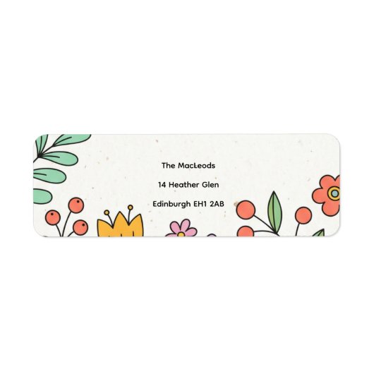 Étiquette d'adresse de retour florale folklorique (Devant)