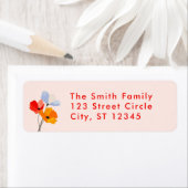 Étiquette d'adresse de retour florale gras (En situation)