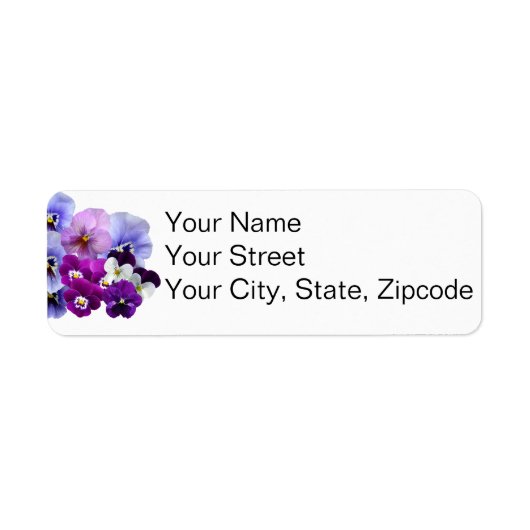 Étiquette d'adresse de retour florale Pansy Violet (Devant)