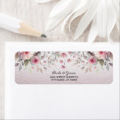 Étiquette d'adresse de retour Florale Rose Blanc M (En situation)