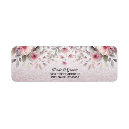 Étiquette d'adresse de retour Florale Rose Blanc M (Devant)