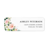 Étiquette d'adresse de retour florale rose élégant (Devant)