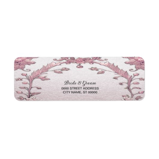 Étiquette d'adresse de retour florale rose unique (Devant)
