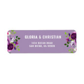 Étiquette d'adresse de retour florale violette rom (Devant)