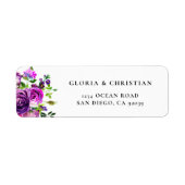 Étiquette d'adresse de retour florale violette rom (Devant)