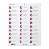 Étiquette d'adresse de retour florale violette rom (Feuille entière)