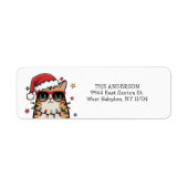 Étiquette d'adresse de retour Funny Santa Cat (Devant)