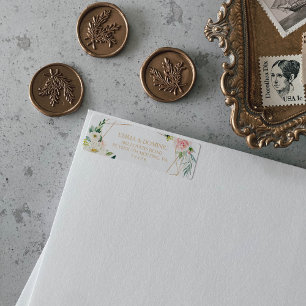 Étiquette d'adresse de retour géométrique verte et