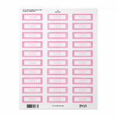 Étiquette d'adresse de retour Gingham rose (Feuille entière)