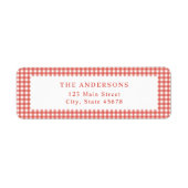 Étiquette d'adresse de retour Gingham Rouge (Devant)