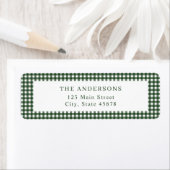 Étiquette d'adresse de retour Gingham Vert Forêt (En situation)