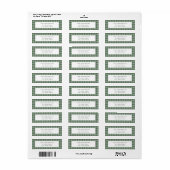 Étiquette d'adresse de retour Gingham Vert Forêt (Feuille entière)