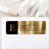 Étiquette d'adresse de retour Gold & Black Monogra (En situation)