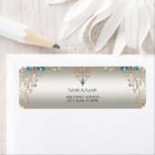 Étiquette d'adresse de retour Gold Blue Stones (En situation)