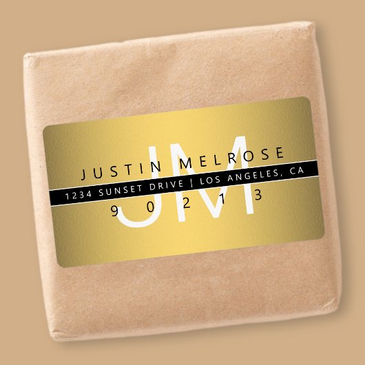 Étiquette d'adresse de retour Gold Look contempora