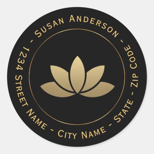 Étiquette d'adresse de retour Gold Lotus (Devant)