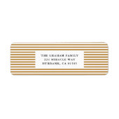 Étiquette d'adresse de retour Gold Pinstripe (Devant)