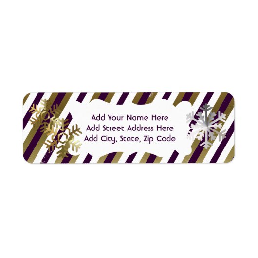 Étiquette d'adresse de retour Gold, Purple, White  (Devant)