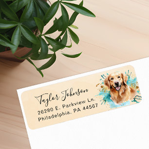 Étiquette d'adresse de retour Golden Retriever