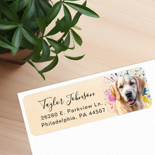 Étiquette d'adresse de retour Golden Retriever