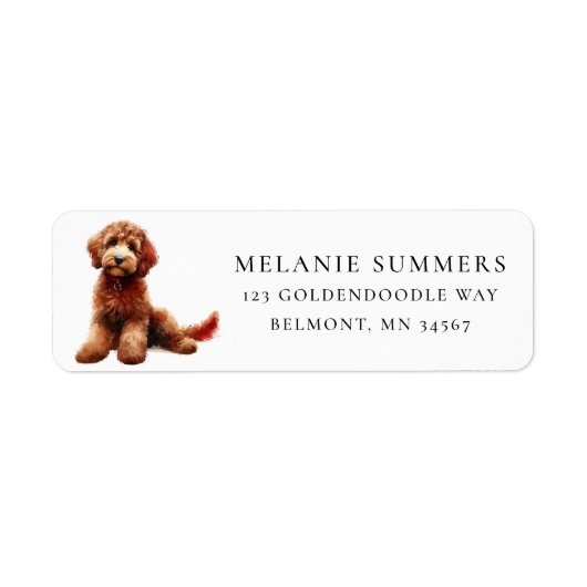 Étiquette d'adresse de retour Goldendoodle Brown (Devant)