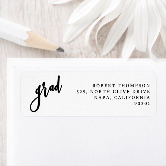 Étiquette d'adresse de retour Gras Moderne Script  (En situation)