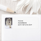 ÉTIQUETTE D'ADRESSE DE RETOUR GRAY WOLF NEIGE (En situation)