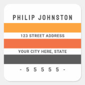 Étiquette d'adresse de retour Gris et orange (Devant)