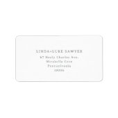 Étiquette d'adresse de retour grise chic classique (Devant)