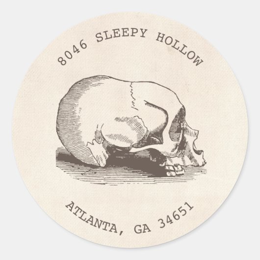 Étiquette d'adresse de retour Halloween crâne vint (Devant)