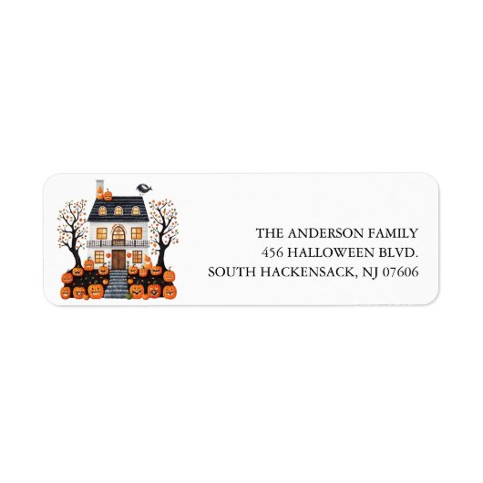Étiquette d'adresse de retour Halloween Haunween H (Devant)