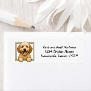 Étiquette d'adresse de retour Happy Goldendoodle