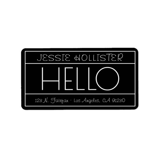 Étiquette d'adresse de retour "Hello" amusante | N (Devant)