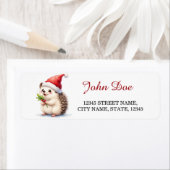 Étiquette d'adresse de retour Hérisson de Noël ave (En situation)