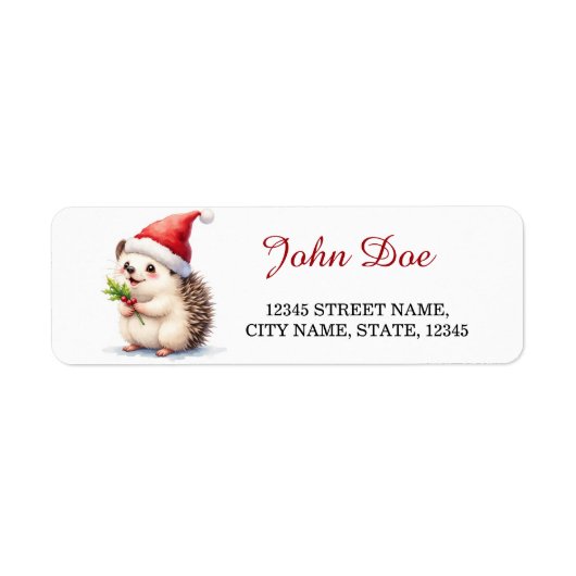 Étiquette d'adresse de retour Hérisson de Noël ave (Devant)