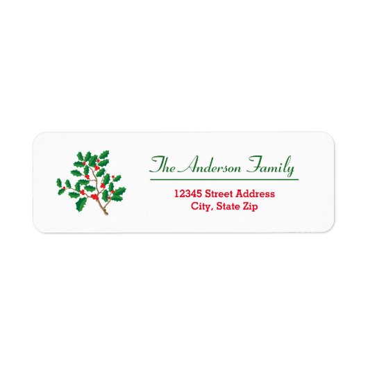 Étiquette d'adresse de retour - Holly (Devant)