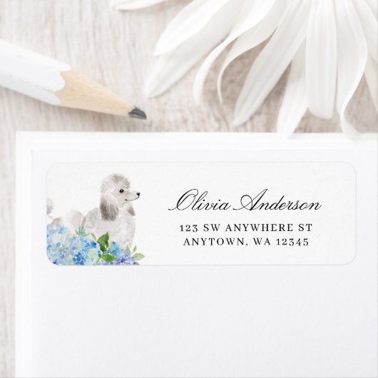 Étiquette d'adresse de retour Hydrangea Caniche Bl (En situation)