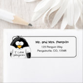 Étiquette d'adresse de retour I Love Penguins (En situation)