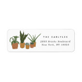 Étiquette d'adresse de retour illustrée de plantes (Devant)