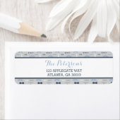 Étiquette d'adresse de retour Little Man, bleu et (En situation)