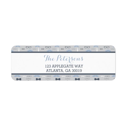 Étiquette d'adresse de retour Little Man, bleu et (Devant)