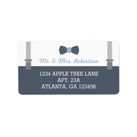 Étiquette d'adresse de retour Little Man, bleu et  (Devant)