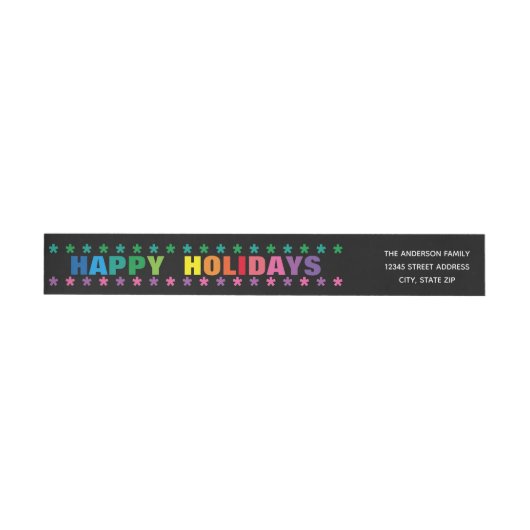 Étiquette d'adresse de retour longue Joyeuses Fête (Individuel)