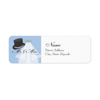 Étiquette d'adresse de retour M. et Mme - Bleu