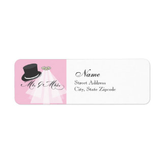 Étiquette d'adresse de retour M. et Mme - Rose